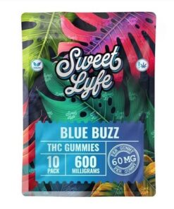 Blue Buzz THC Vegan Gummies AU packaging and gummies
