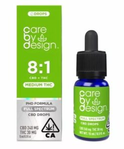 Care by Design 8:1 CBD:THC Drops in a dropper bottle