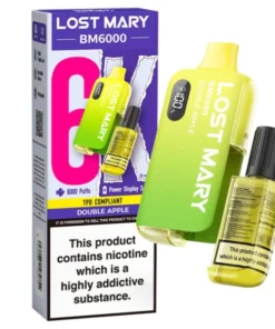 Lost Mary BM6000 Double Apple Vape featuring red and green apple flavors