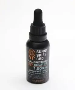 Sunny Skies Full Spectrum 1500mg CBD Oil in a dark glass bottle